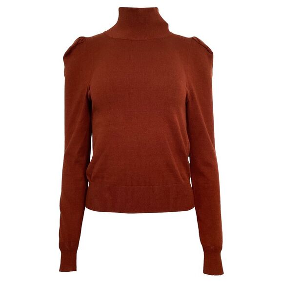 Caroline Constas Ivy Mock Neck Top in Brown Rayon